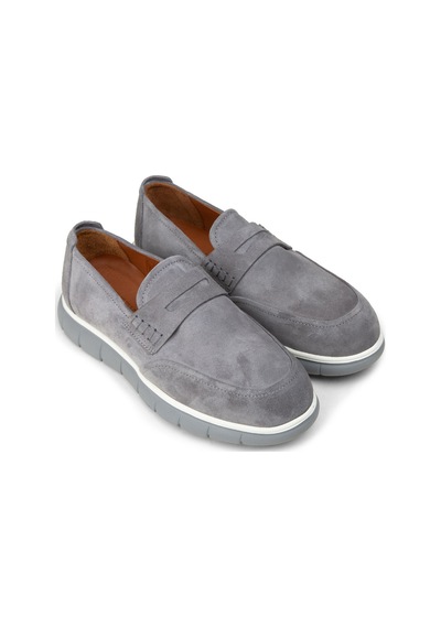 Deery Erkek Gri Hakiki Süet Loafer Ayakkabı - 02045mgrıe01