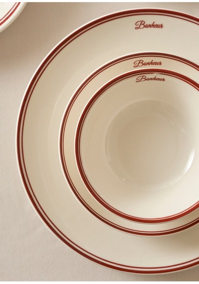 Bella Maison Bonheur Porselen 24 Parça 6 Kişilik Yemek Takımı Bordo Bordo