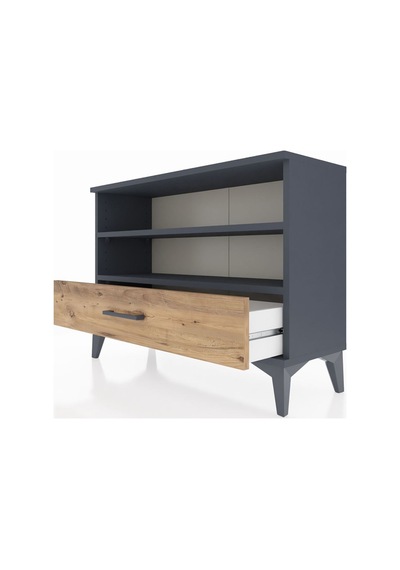 Arges Şifonyer 2 Raflı Tek Çekmeceli 88x30x64 Antrasit-çam Antrasit