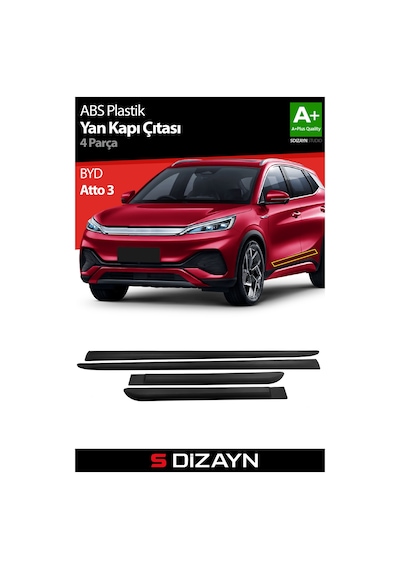 S-dizayn Byd Atto 3 Abs Plastik Yan Kapı Koruma Çıtası 2022 Üzeri A+ Kalite