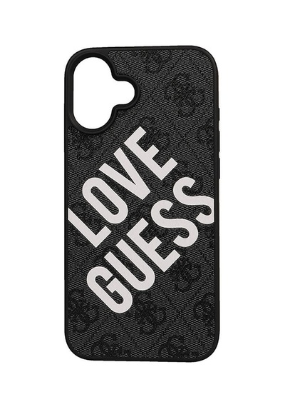 Apple iPhone 16 Plus Uyumlu Kılıf Guess Lisanslı 4g Desenli Big Love Kapak Siyah