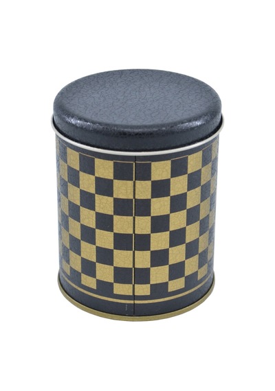 Checkers Gold Swt Home Desenli Yuvarlak Metal Kutu, 9 Cm X 11 Cm, 0.6 Lt