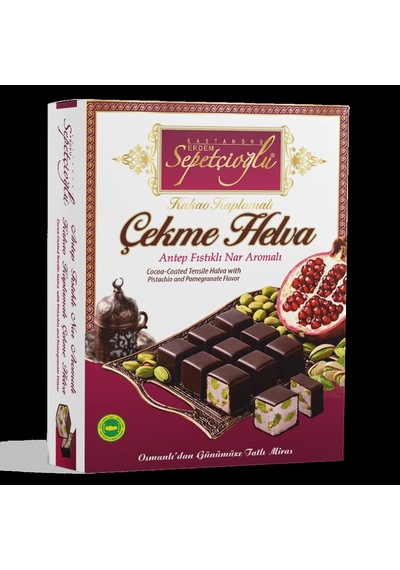 Kakao Kaplamalı Antep Fıstıklı Nar Aromalı Çekme Helva 80g