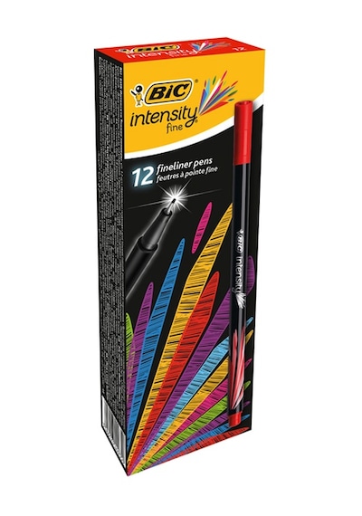 Bic Keçe Uç Kalem İnterstiy Fine Liner İnce Uçlu Kalem Kırmızı 12 Li Paket
