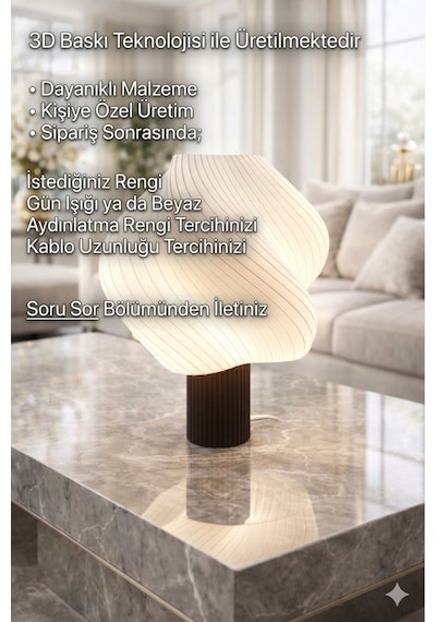 Twisto Model - Led Abajur - Masa Lambası - Usb 5v İle Çalışır - Slim Led Aydınlatması Dahildir - Dekoratif Lamba - Renk Seçenekli Çok Renkli