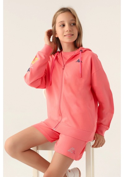 Kappa Kız Çocuk Fullzıp Sweatshırt - Neon Pembe Neon Pembe