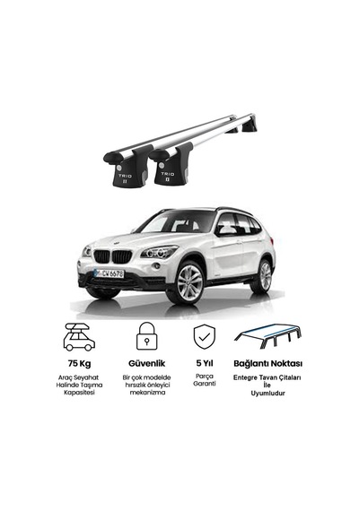 Trio-ıı Bmw X1 E84 2010-2015 Kilitli Ara Atkı 120cm Port Bagaj Tavan Barı