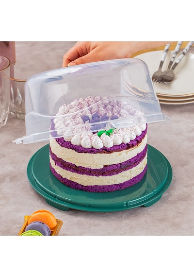 Porsima 1093 Yuvarlak Kek Pasta Fanusu Saklama Kabı 25 CM Yeşil