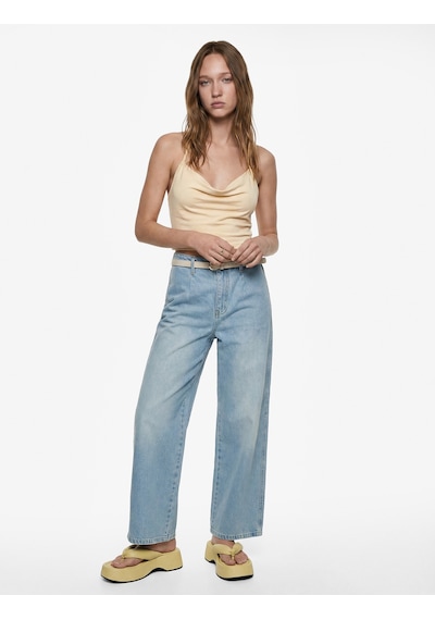 Koton Yüksek Bel Pamuklu Kemerli Kısa Geniş Paça Denim Pantolon - Wide Leg Jean Bleach 6sal40096md Açık Mavi Koton Yüksek Bel Pamuklu Kemerli Kısa Geniş Paça Denim Pantolon - Wide Leg Jean Bleach 6sal40096md Açık Mavi