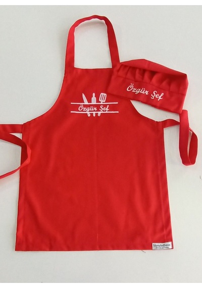 Moms And Babies Mutfak Temalı Çocuk Mutfak Ve Etkinlik Ana Okulu Önlüğü İsme Özel Nakış Desenli 0- 14 Yaş Kırmızı
