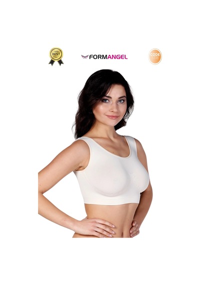 Form Angel Büstiyer Dikişsiz Seamless Kadın Esnek Yumuşak Kumaş Kalın Askılı Pedsiz Spor Büstiyer - 2 Adet Ten