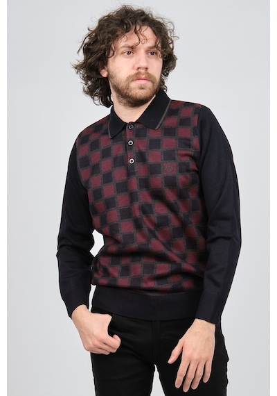 Pelikan Erkek Desenli Polo Yaka Kazak 1577428 Bordo Bordo