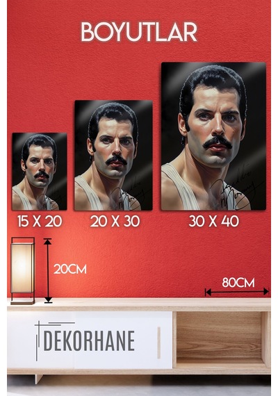 Metal Baskı - İmzalı Freddie Mercury, Queen, Bohemian Rhapsody, Özel Tablo
