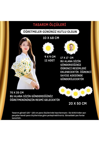 Öğretmenler Günü Kişiselleştirilmiş Papatya Pano Süsü