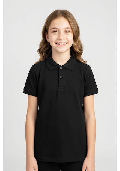 Modanino Kız Çocuk T-shirt %100 Pamuk Ve Okul Tarz 6-16 Yaş 12784mrt Siyah