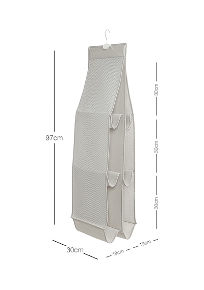 Ocean Home Textile Bölmeli Gri Balıksırtı Çanta Düzenleyici 30 x 97 cm
