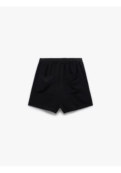 Koton Beli Bağcıklı Cepli Mini Şort Siyah 5sak40083pw Siyah