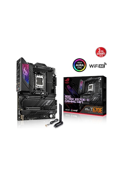Asus Rog Strix X670e-e Gaming Wifi Soket Am5 6400mhz Oc Ddr5 Dp Hdmı Aura Rgb Atx Anakart