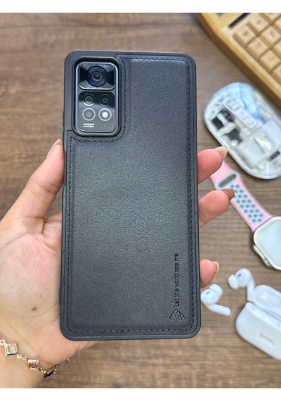 Redmi Note 11 Pro 4g Uyumlu Premium Deri Dokulu Darbelere Karşı Dayanıklı Nazal Silikon Kılıf Siyah