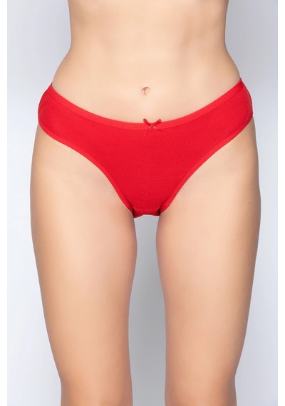 Hepsine Rakip 6'lı Tutku Kadın Pamuklu Fiyonklu İnce Bel Bikini Külot Seti Kırmızı