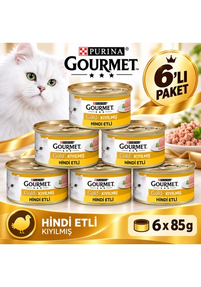 Gourmet Gold Kıyılmış Hindili Yetişkin Kedi Yaş Mama 6x85g