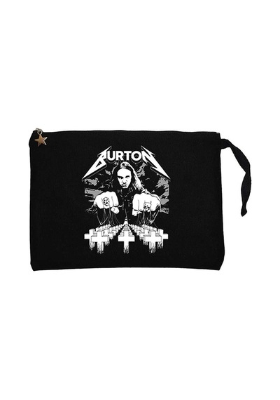 Metallica Cliff Burton Face Siyah Clutch Cüzdan / El Çantası Siyah