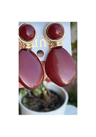Lunarie Vintage Mürdüm Bordo Büyük Damla Küpe