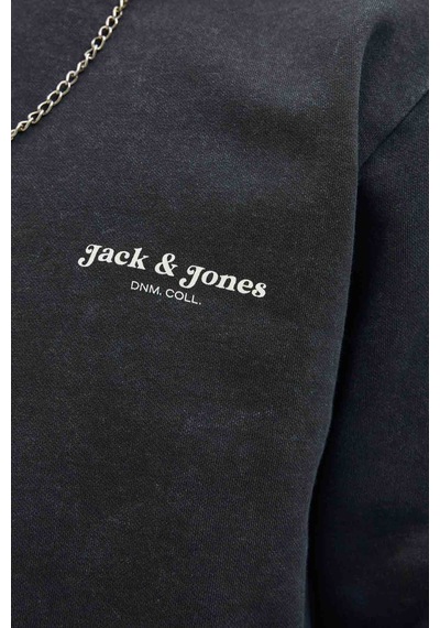 Jack & Jones Jjedover Prınt Sweat Crew Siyah Erkek Sweatshirt 000000000102352989 Siyah