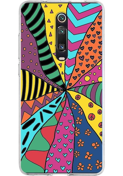 Xiaomi Redmi K20 Pro İle Uyumlu 1mm Slim Fit Retro Renkler 4 Baskılı Şeffaf Kılıf Şeffaf