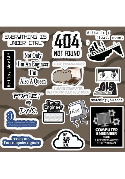 Yazılım Sticker Seti Laptop Notebook Telefon Etiket Bullet Journal 1