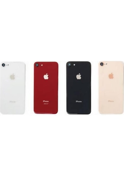 Apple Uyumlu iPhone 8 Arka Pil Batarya Kapak Cam Kamera Lensli Gold