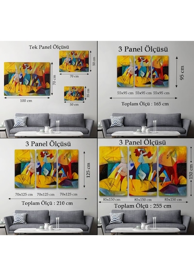 Es10 Dekoratif Baskı Mavi Kanvas Tablo (95 x 165)