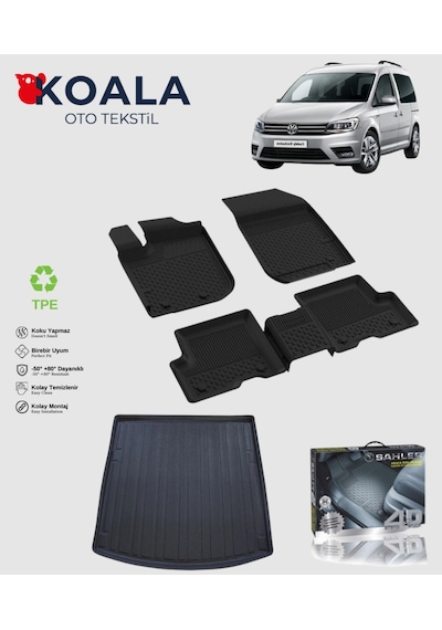 Volkswagen Caddy 2011-2020 Uyumlu Sahler Paspas + Bagaj Havuz Seti
