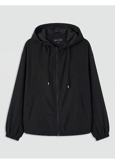 Lcw Comfort Siyah Kapüşonlu Oversize Kadın Yağmurluk