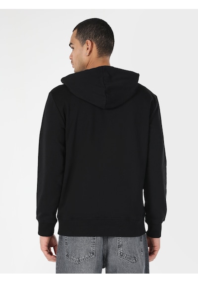 Colin's Regular Fit Kapüşonlu Yazı Baskılı Siyah Erkek Sweatshirt CL1061698_Q1.V1_BLK