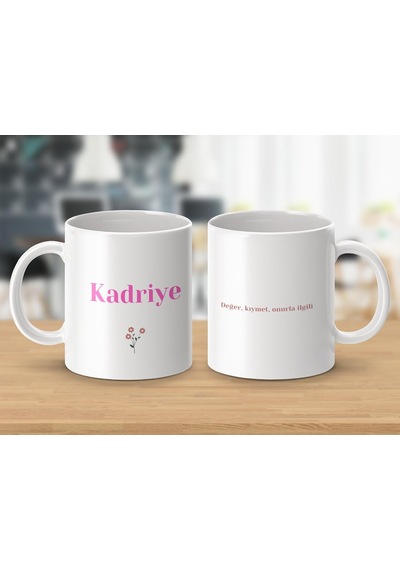 Kadriye İsimli Kupa Bardak, İsimli Bardak, Hediye Kupa Bardak, Kahve Kupa Bardak Çok Renkli
