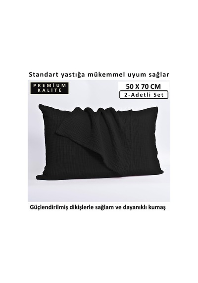 Lexroo Püskül 2-adet Müslin Yastık Kılıfı Seti 4-katlı Çok Renkli