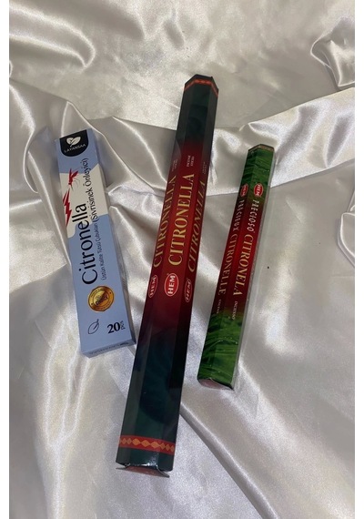 Sivrisinek Önleyici Citronella Çubuk Tütsü Seti 3 20 Çubuk Oda Ve Bahçe Boyu