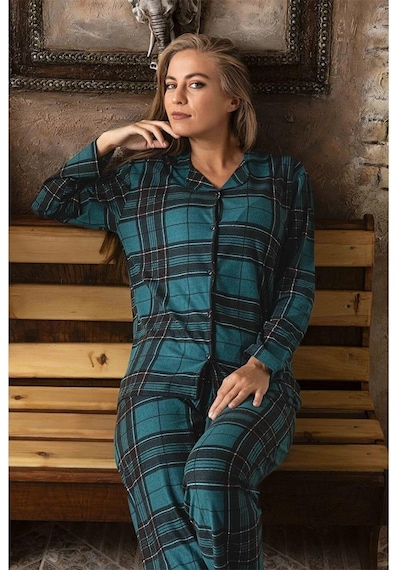 Sude Kadın Önden Düğmeli Süet Pijama Takımı P200/390 - 1 Adet 001