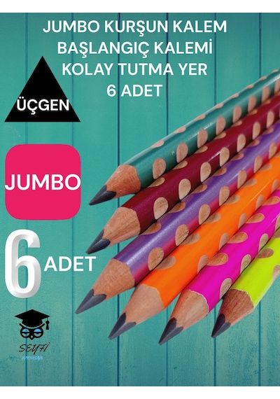 Jumbo Kurşun Kalem Başlangıç Kalemi Kolay Tutma Oluklu 6 Adet Lyra Groove Çok Renkli