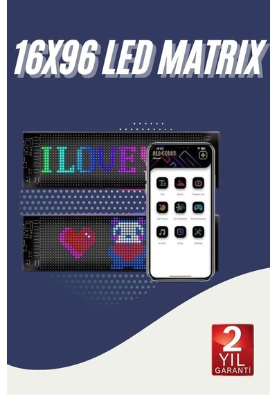 Cama Yapışan En Büyük Boy Telefon Kontrollü Led Ekran Digital Araba Yazısı Çok Renkli