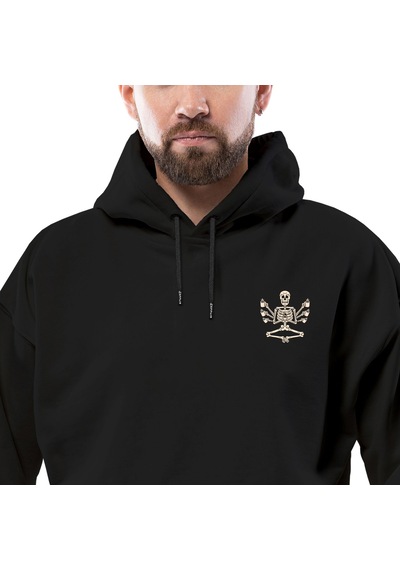 İn Coffe We Trust İskelet Siyah Streetwear Kapşonlu Hoodie