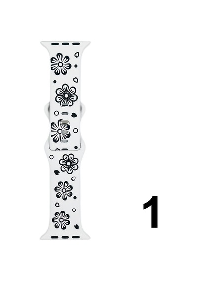Nettech Apple Uyumlu Watch  Seri 40/38 Mm   Desenli Silikon Kordon - Beyaz