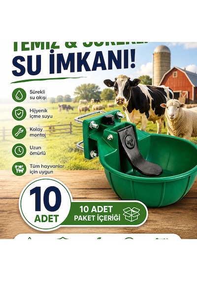 Kırılmaz  10 Adet Büyükbaş Otomatik Hayvan Suluğu - Kırılmaz Suluk 3 Litre