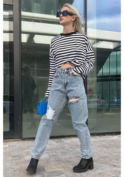 Mad Girls Mavi Yırtık Jean Mg1156