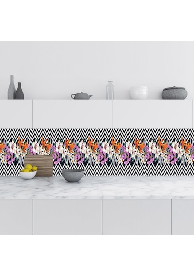Tezgah Arası Folyo Kaplama Folyosu Çizim Çiçekler 60x200 Cm Diğer