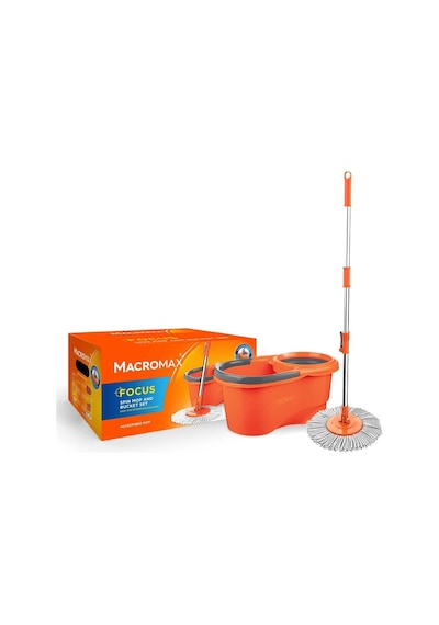 Macro Max Focus Otomatik Temizlik Seti, Pedalsız Döner Sıkmalı 360 Başlıklı Mikrofiber Paspas