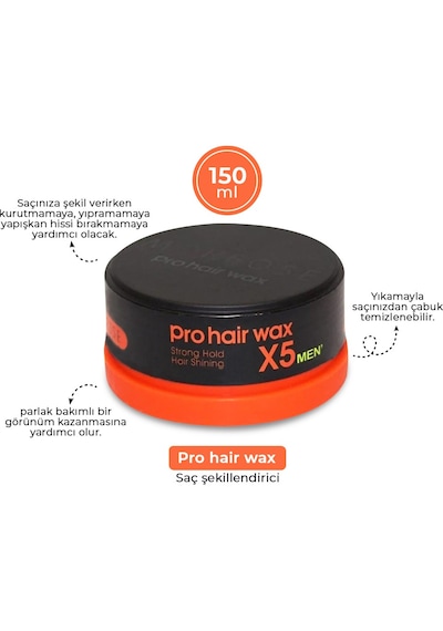 Morfose Men Pro Hair Wax Strong Hold Turuncu 150 Gr 6 Adet