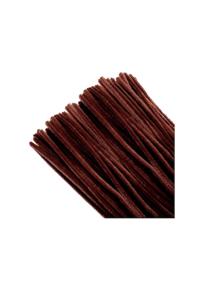 Kahverengi 50 Adet Şönil, Tüylü Tel, Eğitici Şönil Seti, 30 Cm, Peluş Tel