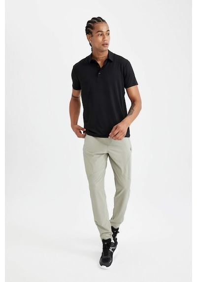 DeFactoFit Siyah Standart Fit Basic Düz Kısa Kollu Sporcu Polo Tişört C9267AX24AUBK81